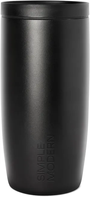 Simple Modern Travel Coffee Mug Tumbler with 360 Lid | Ceramic-Lined Insulated Stainless Steel Cold Brew Iced Coffee Cup | Gifts for Women Men Her Him | Voyager Signature | 16oz | Midnight Black