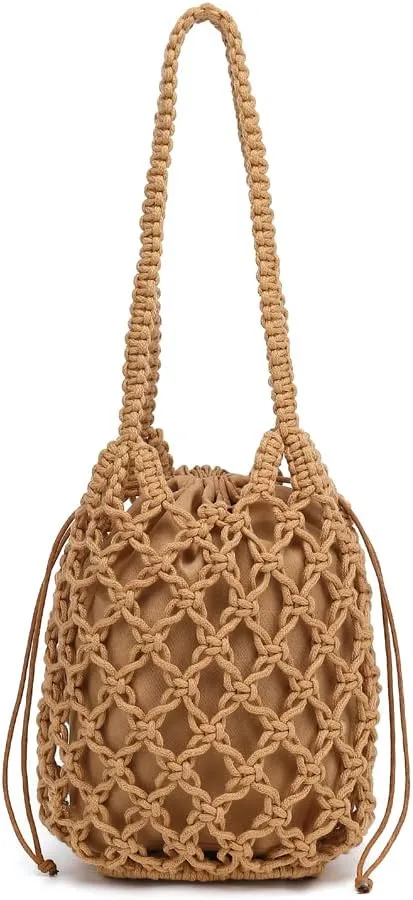 Summer Crochet Purses for Women, Boho Woven Beach Bag Knit Shoulder Purse Handbag Ideal for Summer Vacations
