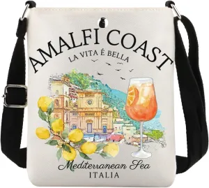 TOBGBE Italy Lemons Canvas Crossbody Bag Amalfi Coast Italy Idea Gifts For Italy Travel Lover Italy Souvenir Gift