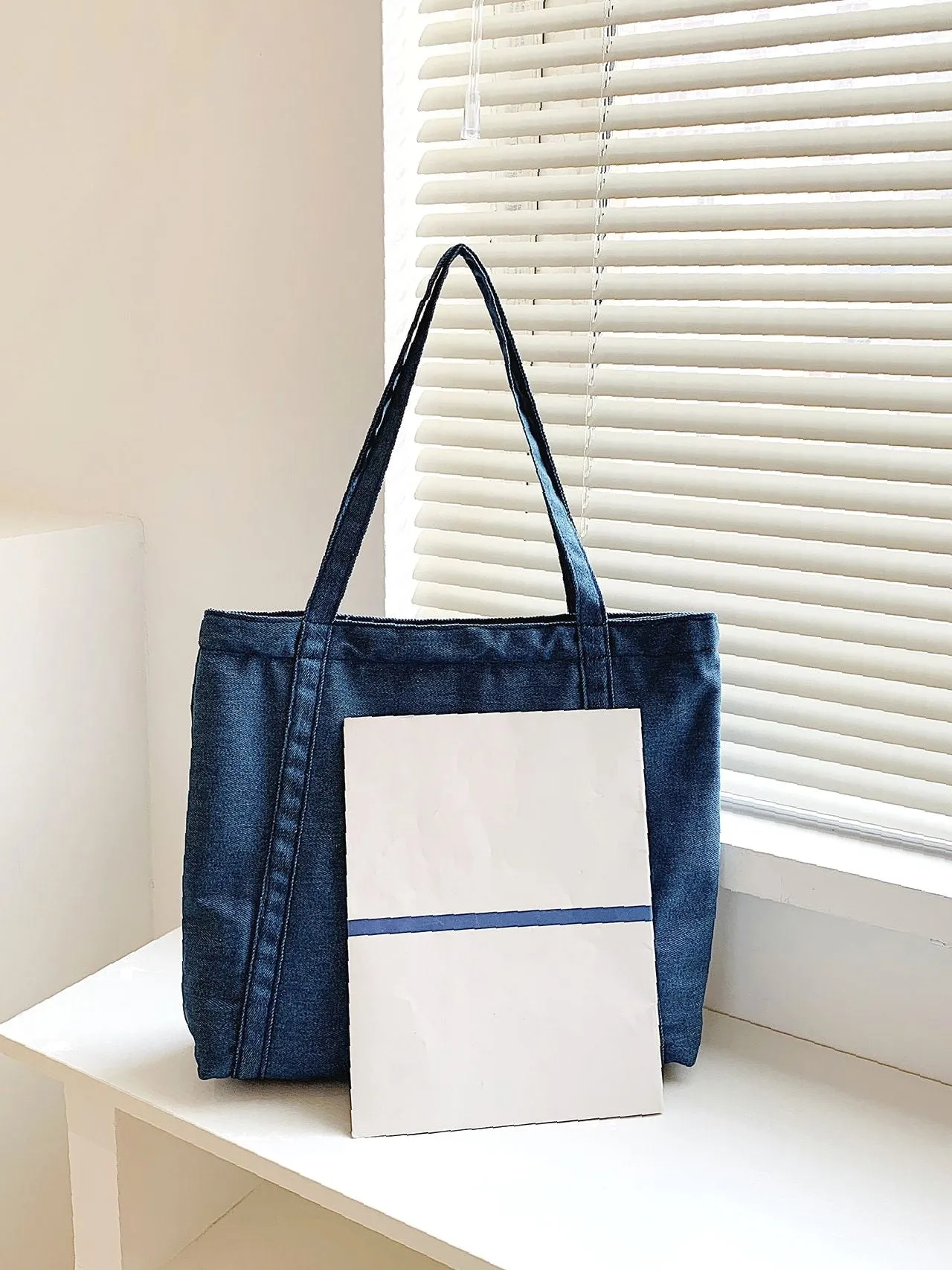 Vvsha Minimalist Denim Shoulder Tote Bag   Women Tote Bags