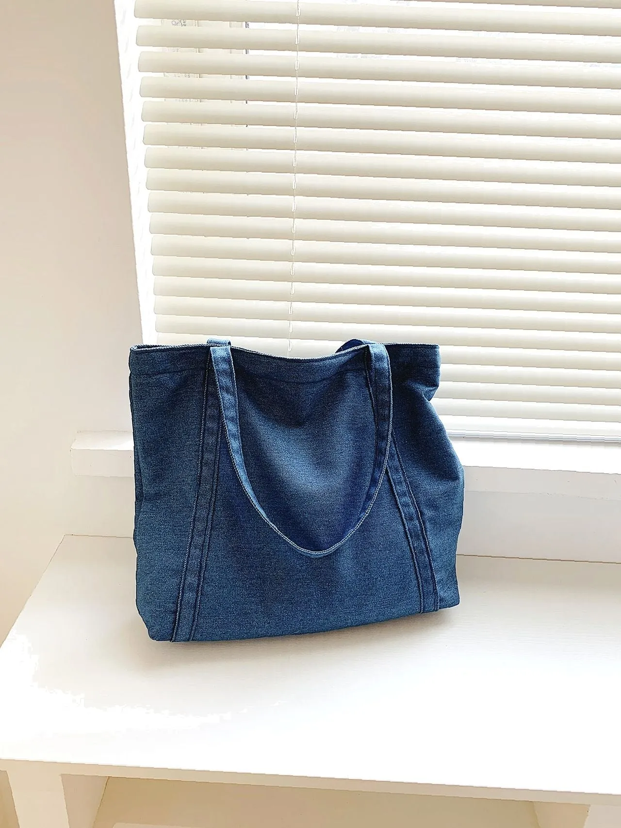 Vvsha Minimalist Denim Shoulder Tote Bag   Women Tote Bags