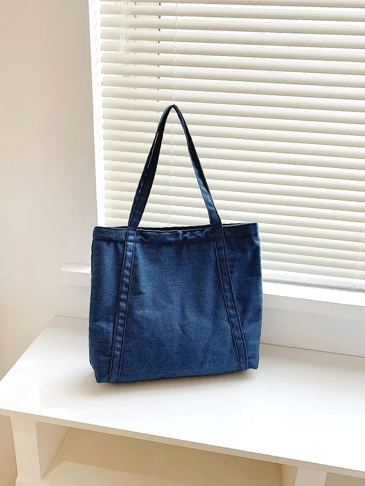 Vvsha Minimalist Denim Shoulder Tote Bag   Women Tote Bags