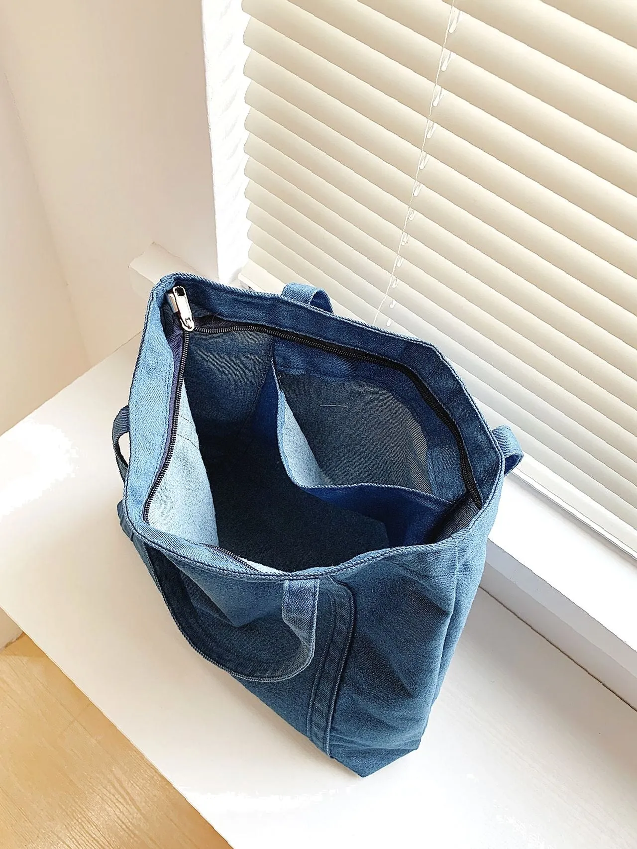 Vvsha Minimalist Denim Shoulder Tote Bag   Women Tote Bags