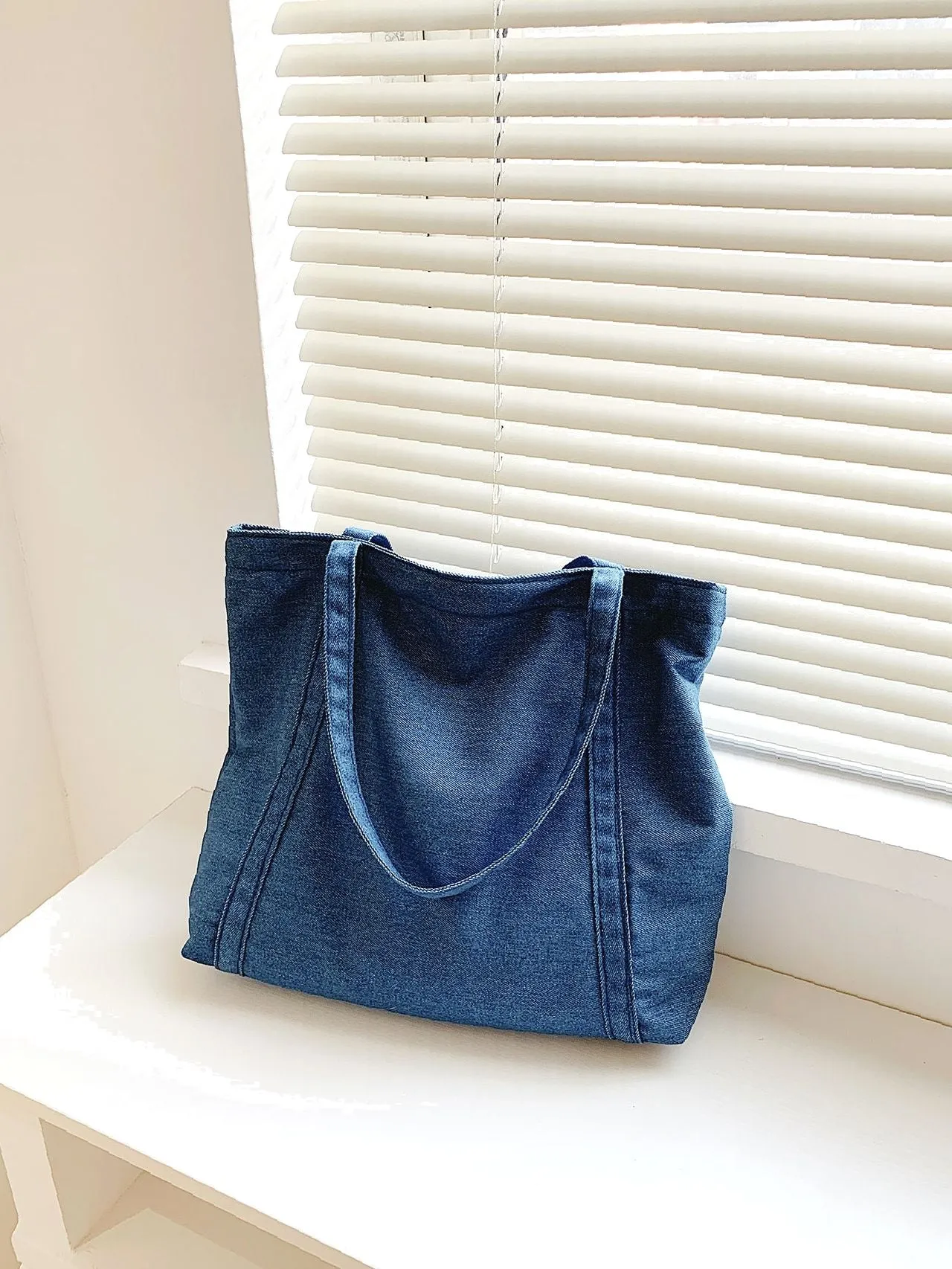Vvsha Minimalist Denim Shoulder Tote Bag   Women Tote Bags