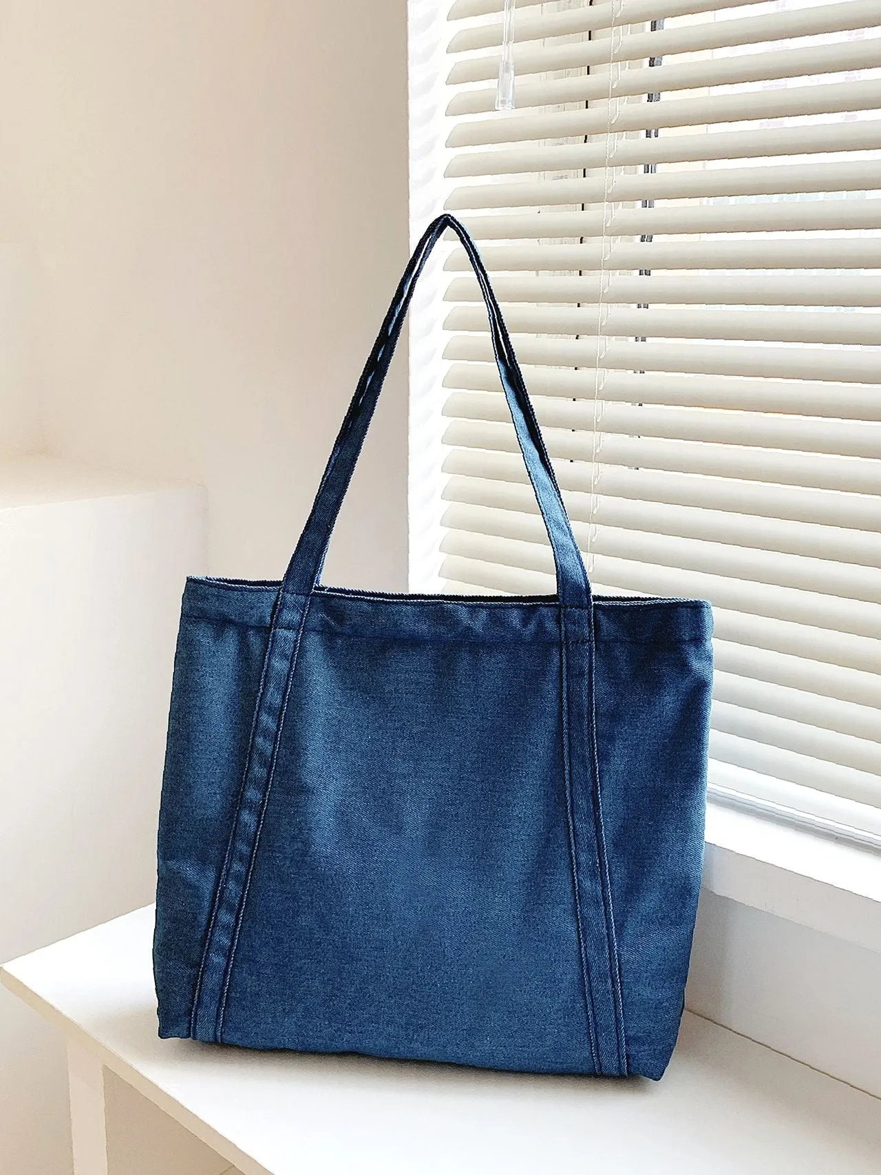 Vvsha Minimalist Denim Shoulder Tote Bag   Women Tote Bags