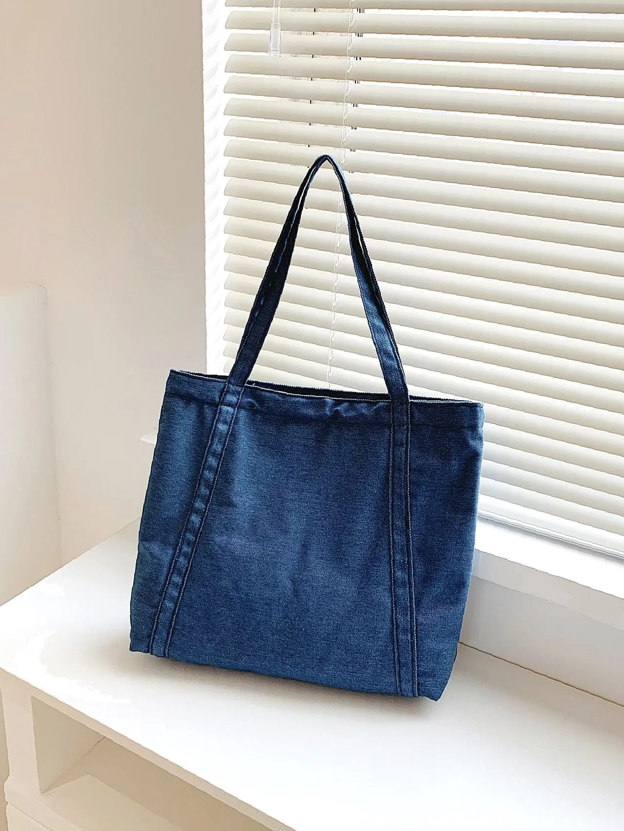 Vvsha Minimalist Denim Shoulder Tote Bag   Women Tote Bags
