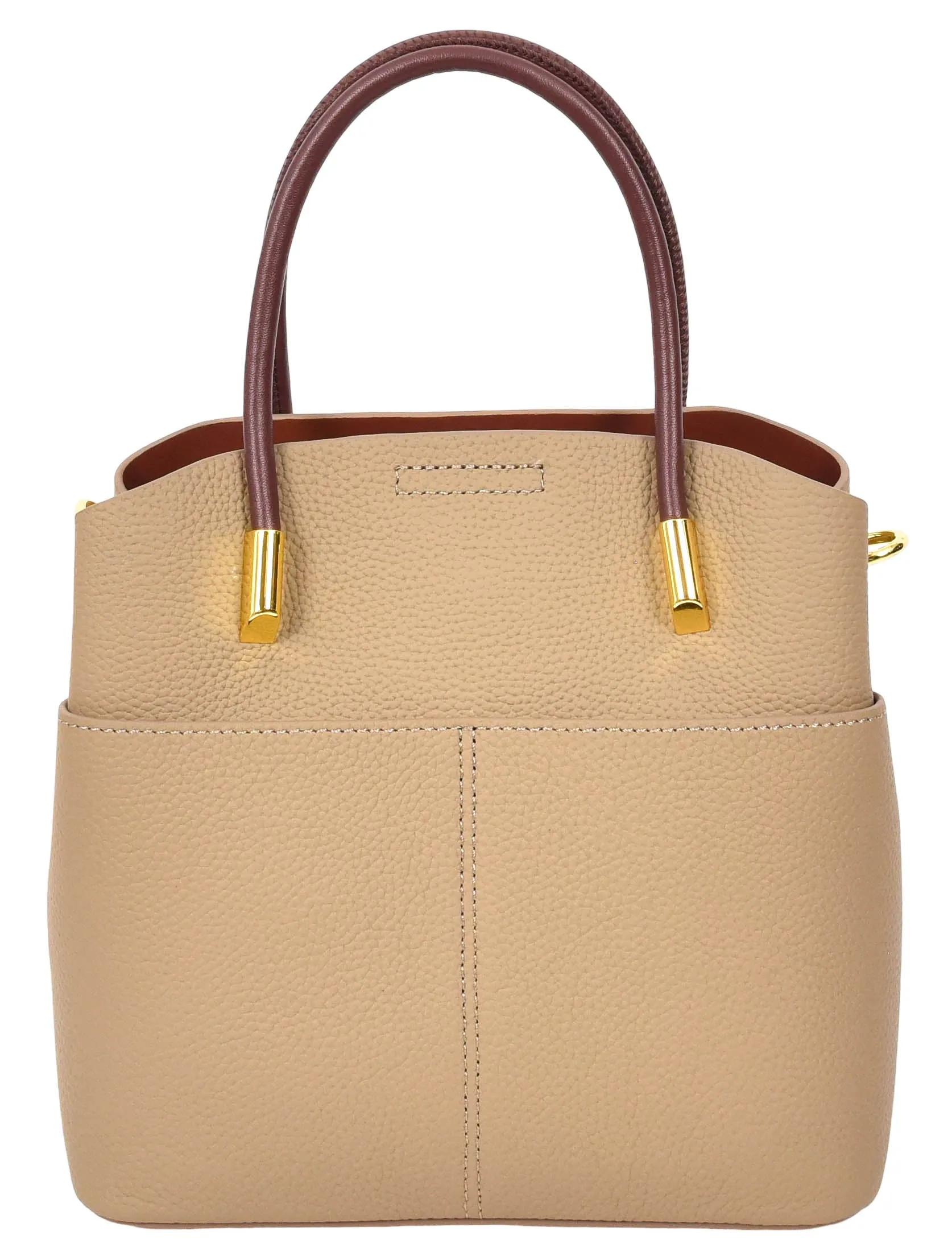 Winnipeg Women Leather Top Handle Shoulder Bag Beige
