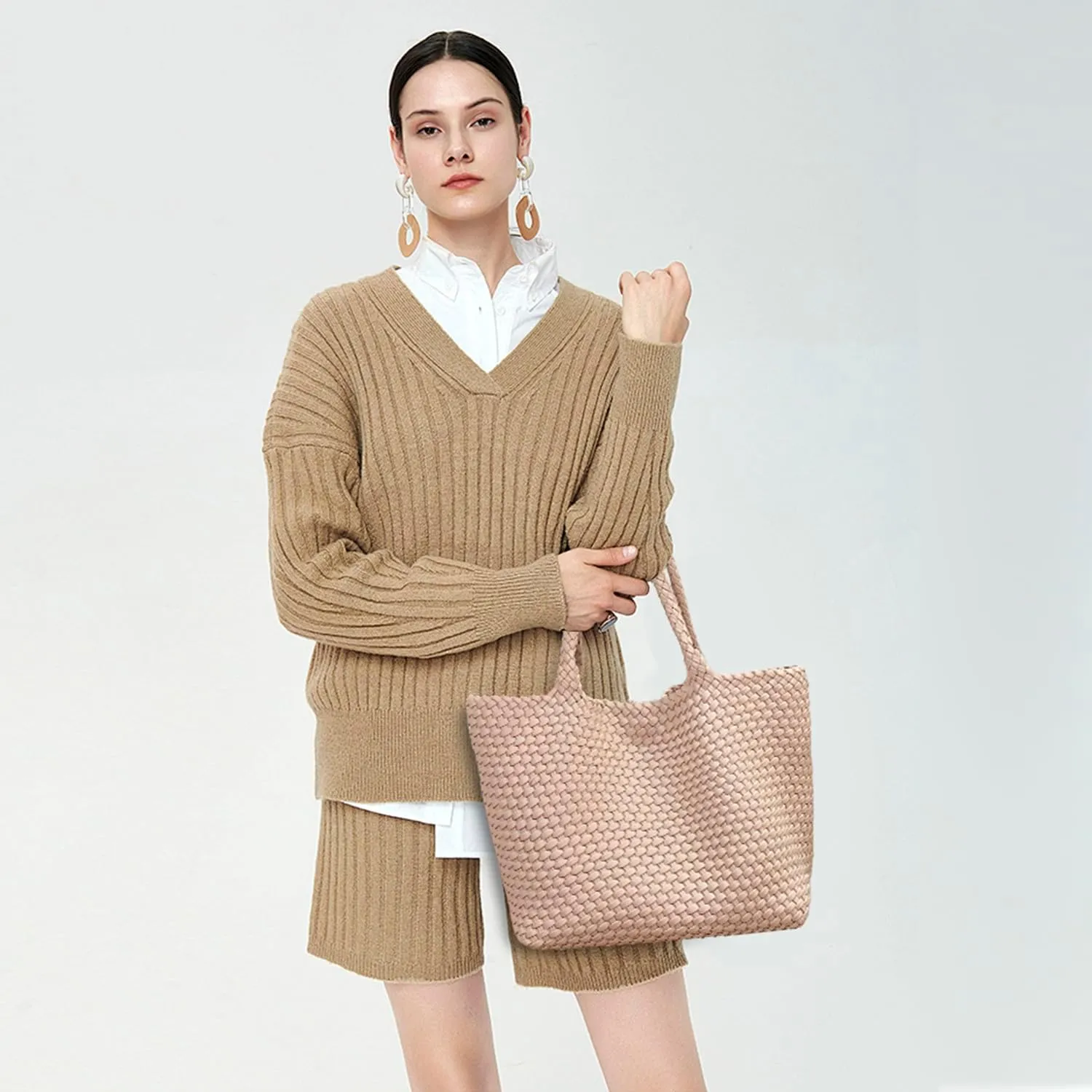 Woven Tote Bag for Women Large Fashion Summer Beach Tote Bagsand Purses Braided Bags Three piece women's bag set